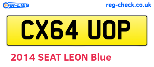 CX64UOP are the vehicle registration plates.
