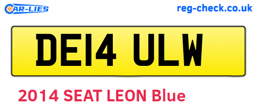 DE14ULW are the vehicle registration plates.
