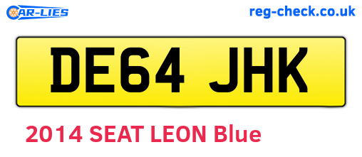 DE64JHK are the vehicle registration plates.