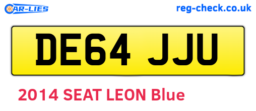 DE64JJU are the vehicle registration plates.