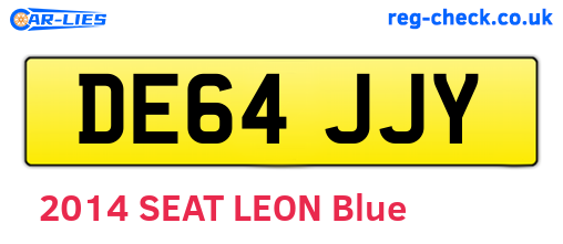 DE64JJY are the vehicle registration plates.