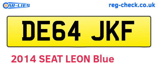 DE64JKF are the vehicle registration plates.