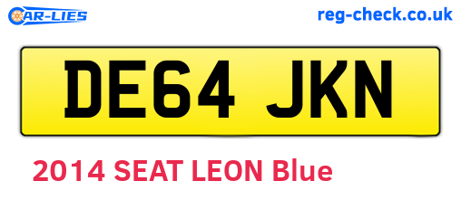 DE64JKN are the vehicle registration plates.
