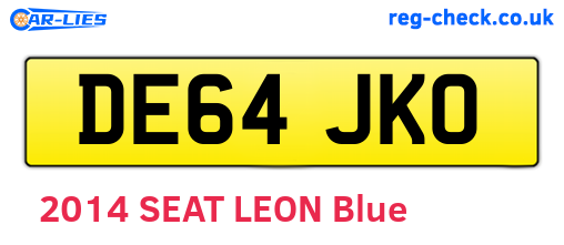 DE64JKO are the vehicle registration plates.
