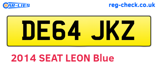 DE64JKZ are the vehicle registration plates.