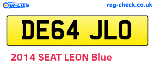 DE64JLO are the vehicle registration plates.
