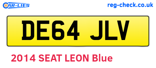 DE64JLV are the vehicle registration plates.