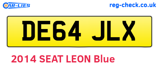DE64JLX are the vehicle registration plates.