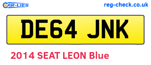 DE64JNK are the vehicle registration plates.