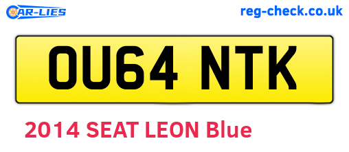OU64NTK are the vehicle registration plates.