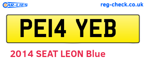 PE14YEB are the vehicle registration plates.
