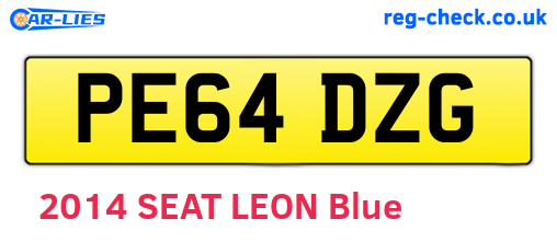 PE64DZG are the vehicle registration plates.