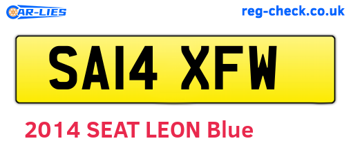 SA14XFW are the vehicle registration plates.