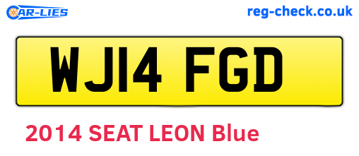 WJ14FGD are the vehicle registration plates.