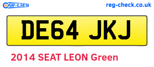 DE64JKJ are the vehicle registration plates.