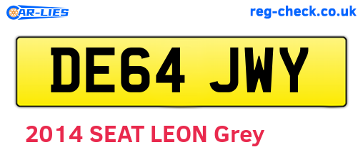 DE64JWY are the vehicle registration plates.