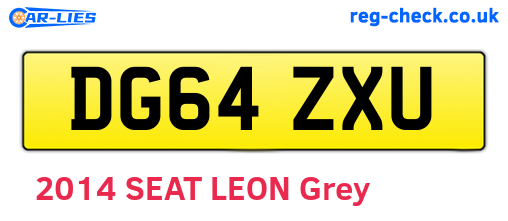 DG64ZXU are the vehicle registration plates.