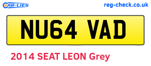 NU64VAD are the vehicle registration plates.