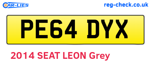 PE64DYX are the vehicle registration plates.