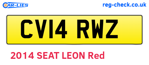 CV14RWZ are the vehicle registration plates.