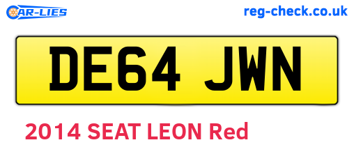 DE64JWN are the vehicle registration plates.