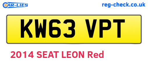 KW63VPT are the vehicle registration plates.