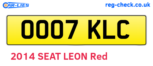 OO07KLC are the vehicle registration plates.