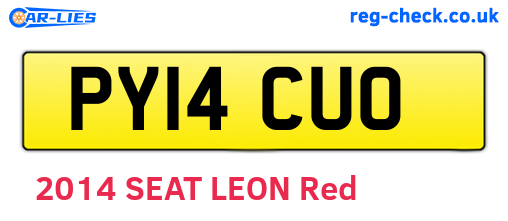 PY14CUO are the vehicle registration plates.