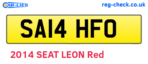 SA14HFO are the vehicle registration plates.