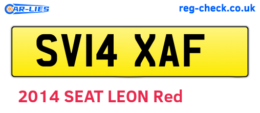SV14XAF are the vehicle registration plates.