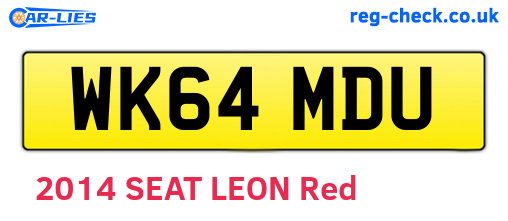 WK64MDU are the vehicle registration plates.