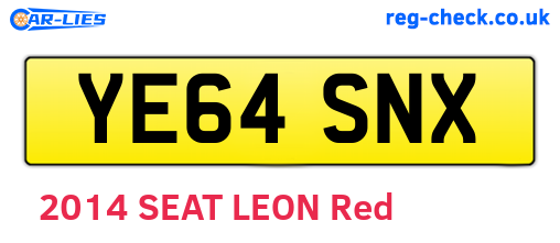 YE64SNX are the vehicle registration plates.