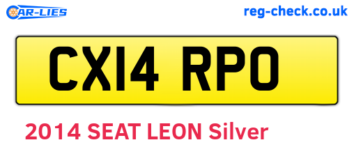 CX14RPO are the vehicle registration plates.