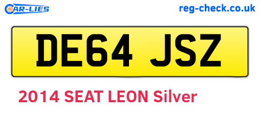 DE64JSZ are the vehicle registration plates.