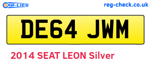 DE64JWM are the vehicle registration plates.