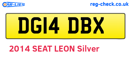 DG14DBX are the vehicle registration plates.