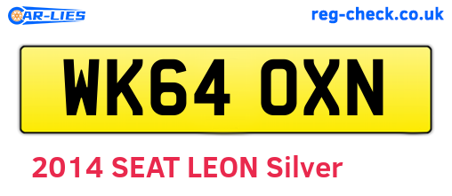 WK64OXN are the vehicle registration plates.