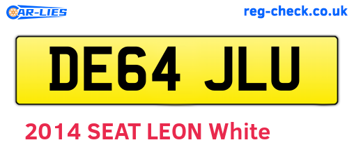 DE64JLU are the vehicle registration plates.