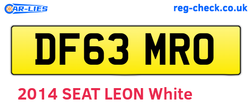 DF63MRO are the vehicle registration plates.