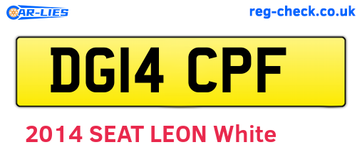 DG14CPF are the vehicle registration plates.