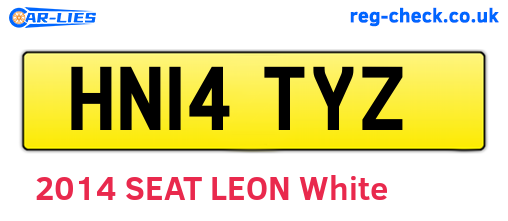 HN14TYZ are the vehicle registration plates.