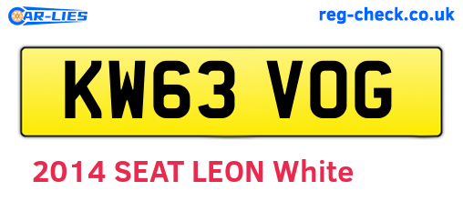 KW63VOG are the vehicle registration plates.