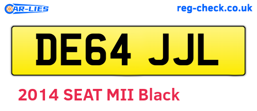 DE64JJL are the vehicle registration plates.