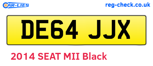 DE64JJX are the vehicle registration plates.