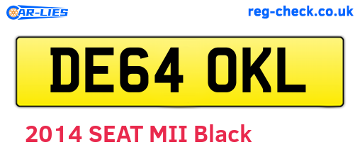 DE64OKL are the vehicle registration plates.