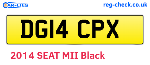 DG14CPX are the vehicle registration plates.