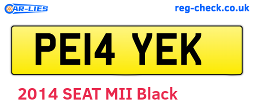 PE14YEK are the vehicle registration plates.