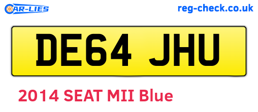 DE64JHU are the vehicle registration plates.