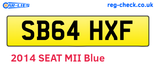 SB64HXF are the vehicle registration plates.