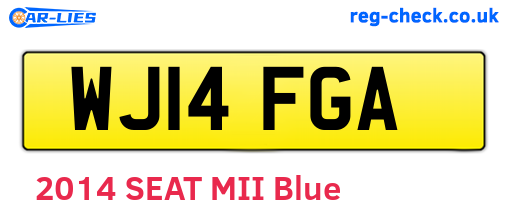 WJ14FGA are the vehicle registration plates.